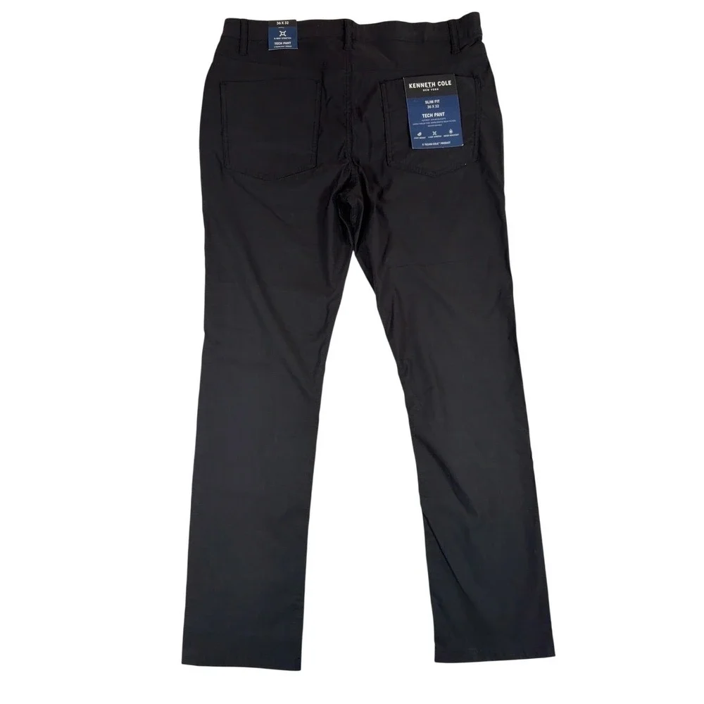 Kenneth Cole New York Mens Mobility Trouser Slim Fit Tech Pant Black 36x32 NWT